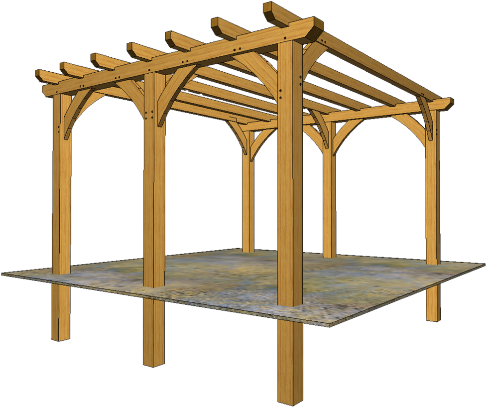 Oak Pergola 3d1 - Oak (1000x841), Png Download