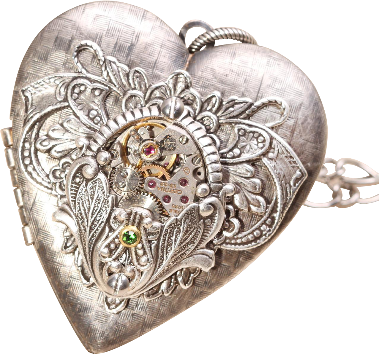 Steampunk Heart Necklace Steampunk Heart Locket Necklace - Heart Necklace Silver Heart Locket Necklace Heart Silver (1275x1275), Png Download