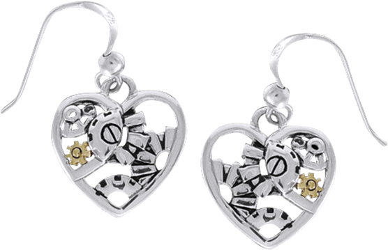 Steampunk Heart Earrings - "peter Stone Jewelry" Steampunk Heart Earrings (555x555), Png Download