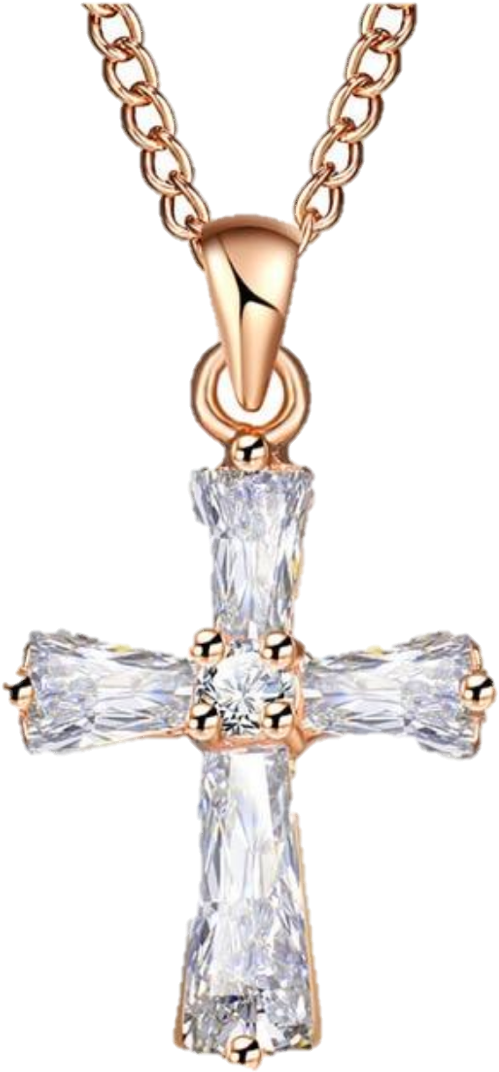 Flex Rose Gold Color Cross Pendant Necklace - Cross Necklaces For Women (793x1125), Png Download