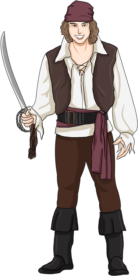 Pirate Clip Art Animated Free Clipart Image - Rogue Pirate Costume (600x966), Png Download