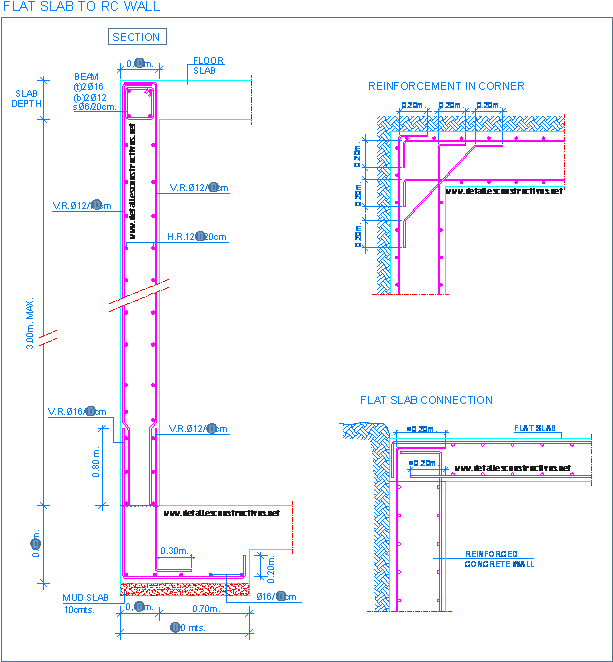 Flat Slab To Rc Wall Connection - Retaining Wall And Foundation Connection (634x675), Png Download