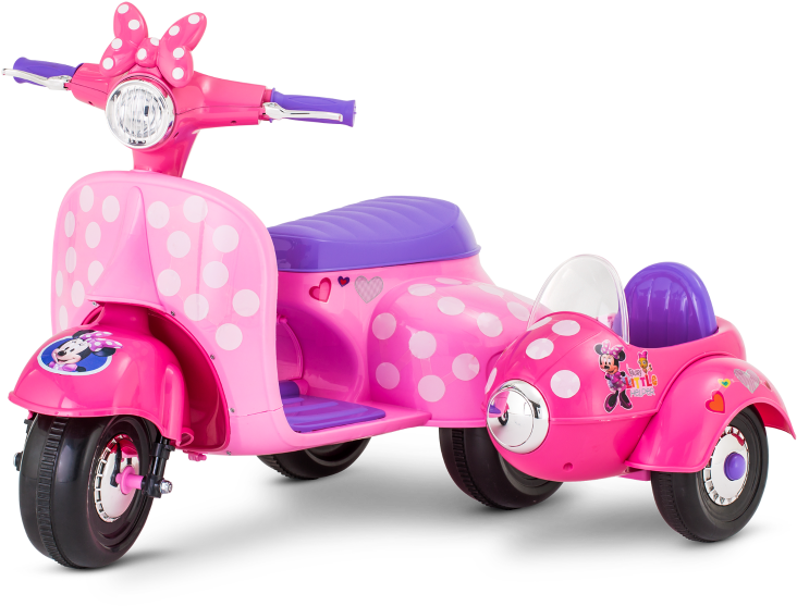 Disney Minnie Mouse Happy Helpers Scooter With Side-car (900x600), Png Download