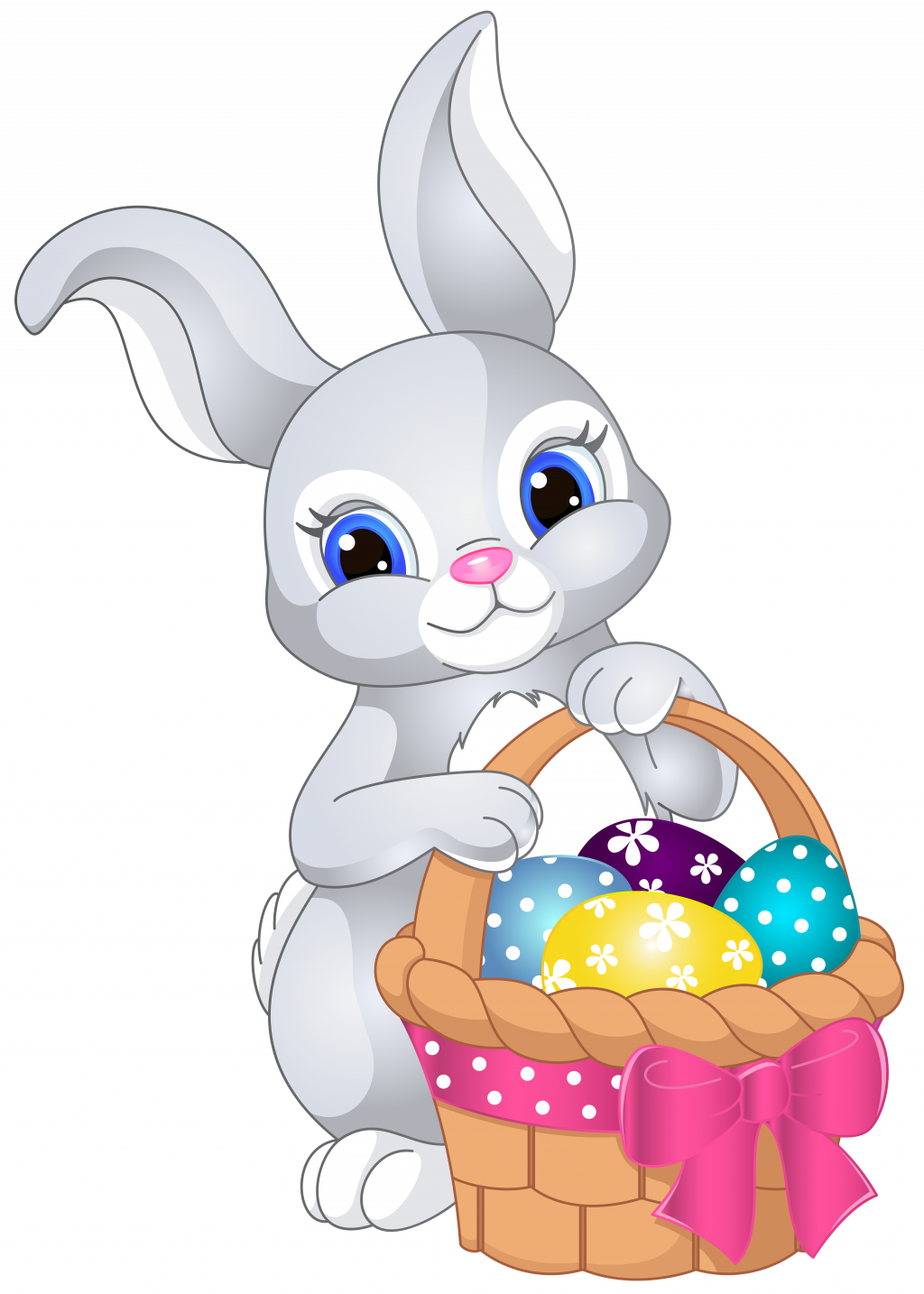 Free Printable Easter Clipart Easter Clipart Free Easter - Easter Bunny With Basket (1024x1434), Png Download