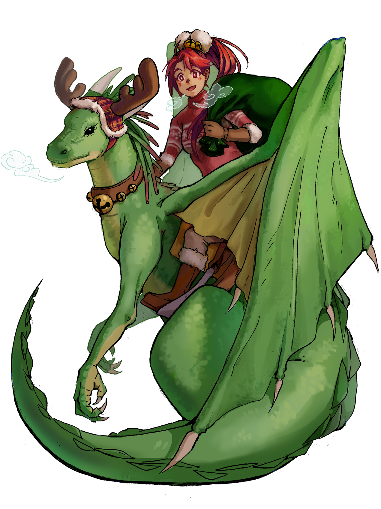 “jill And Her Big Weird Dog For Tellius Holiday Wishes - Cartoon (1275x1728), Png Download