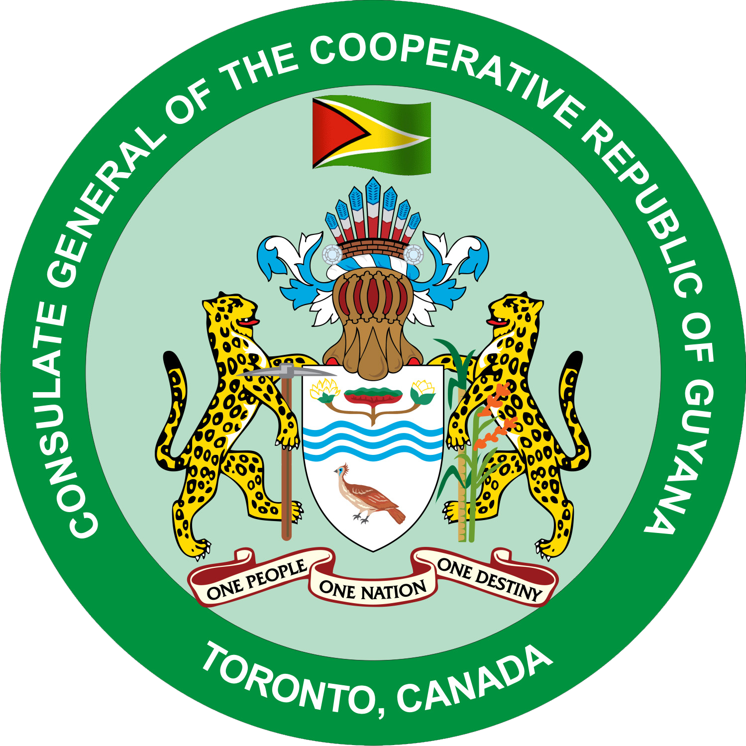 Guyana Consulate - Guyana Coat Of Arms Rectangle Magnet (1499x1499), Png Download