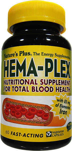 Natures Plus Hema Plex Fast Acting 60 Vcaps - Nature's Plus, Hema-plex, 60 Fast-acting Softgels (650x650), Png Download