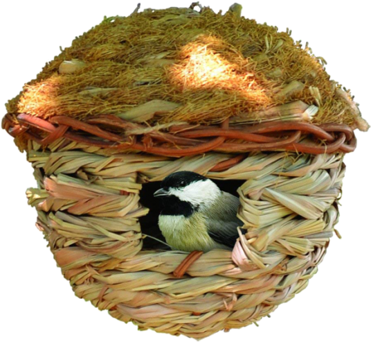 Round Hanging Grass (green) Roosting Pocket, Birdhouses, (700x700), Png Download