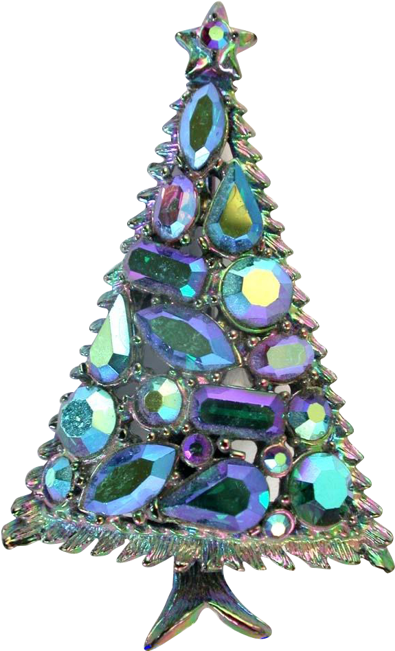 Vintage Hollycraft Blue Ab Rhinestones Christmas Tree - Christmas Tree (947x947), Png Download