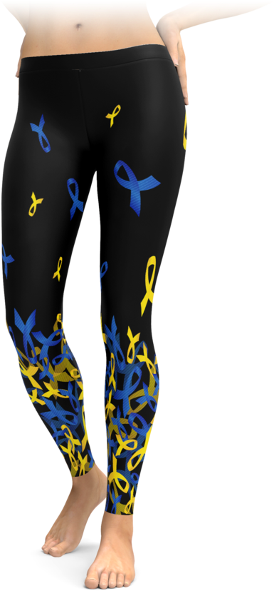 Down Syndrome Awareness Falling Ribbon Leggings - Irish Pride - Limited Edition (740x895), Png Download