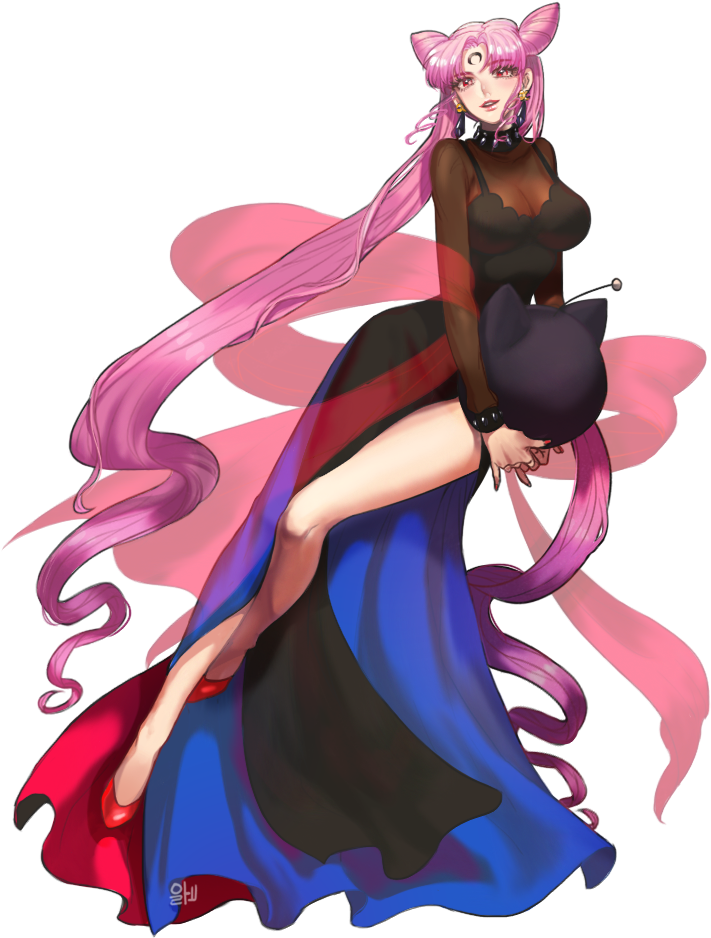 Black Lady, Chibi Usa, And Luna-p - Sailor Moon Black Lady Full Body (800x1000), Png Download