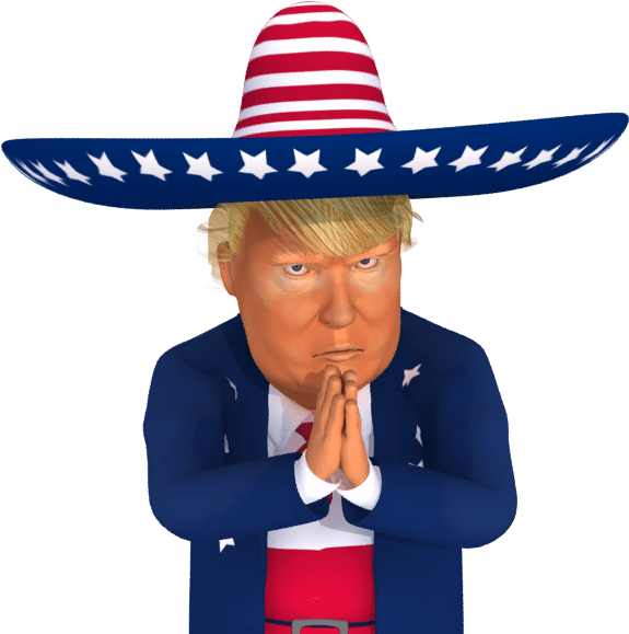 #trumpstickers Begging Mexican Trump 3d Caricature - Caricature (618x618), Png Download