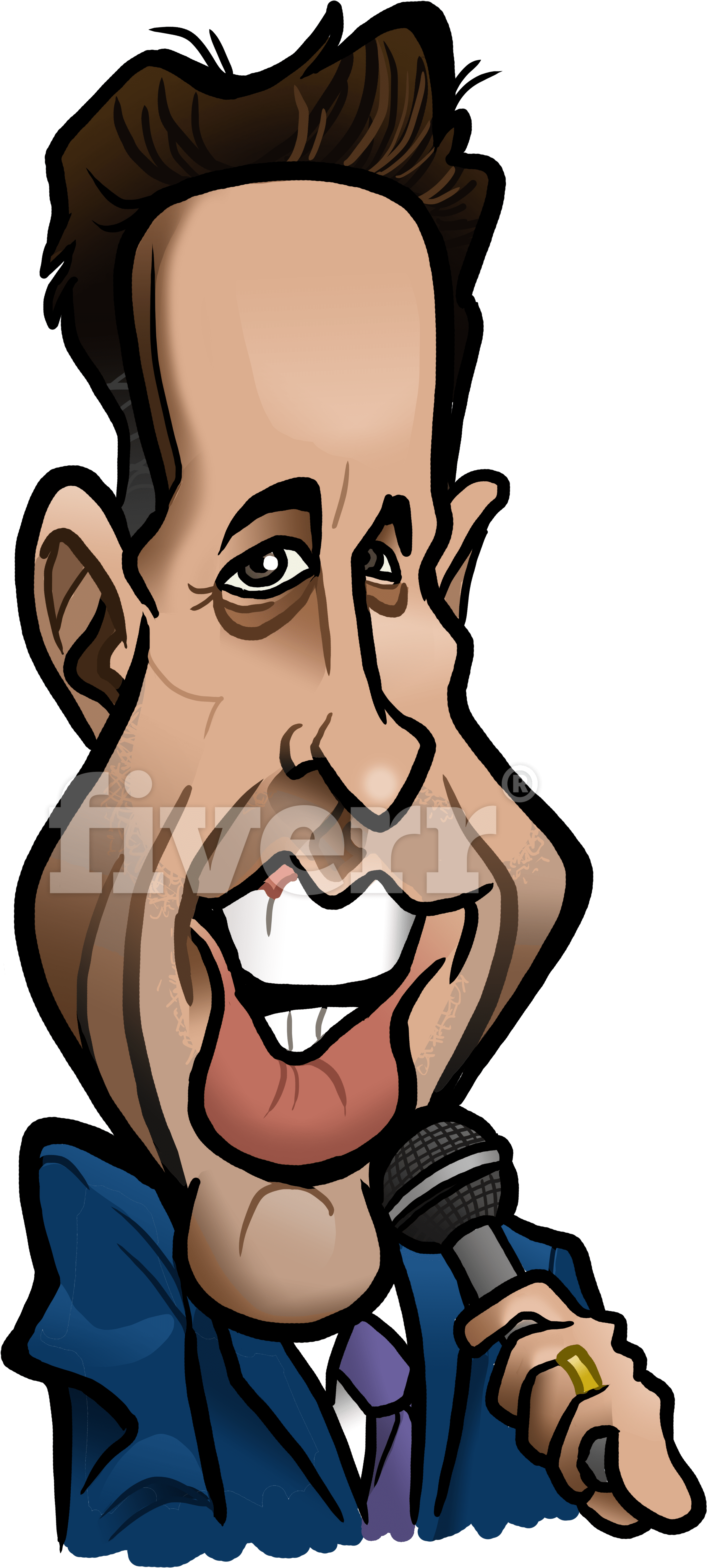 Graphic Black And White Draw A Caricature By - Cartoon (3600x6000), Png Download