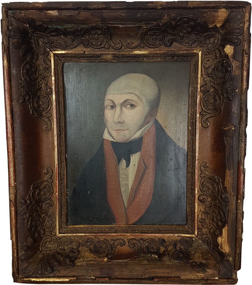 Oil On Board Of Man In Skull Cap In Original Frame - Picture Frame (1024x1014), Png Download