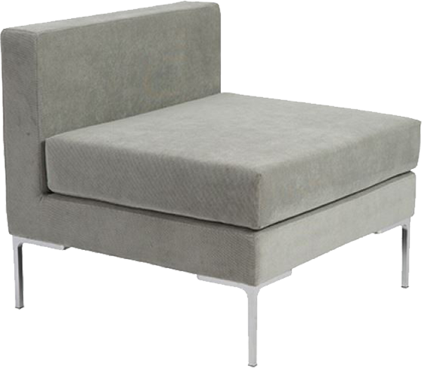 Monaco Grey Armless Chair (600x523), Png Download
