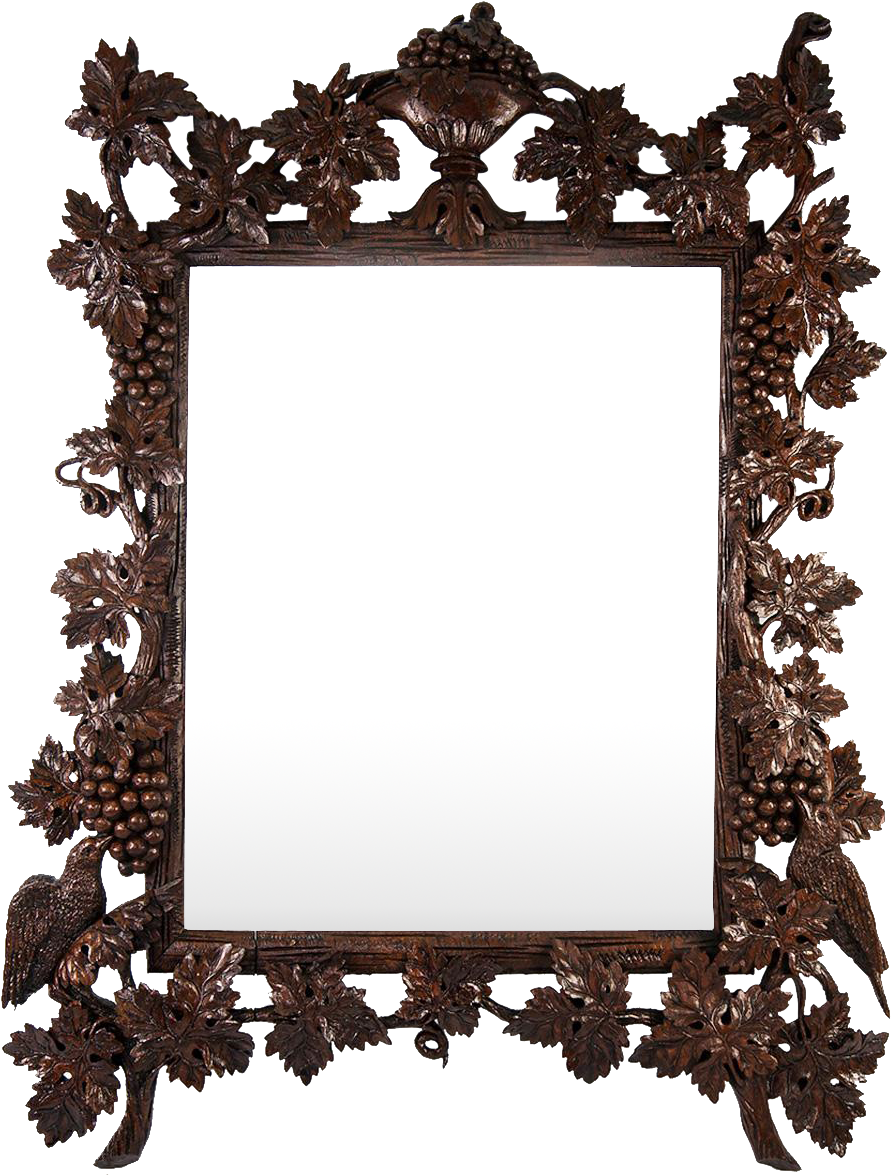 Superb 17" Hand Carved Antique Black Forest Or French - Frame Antique Vines (1174x1174), Png Download