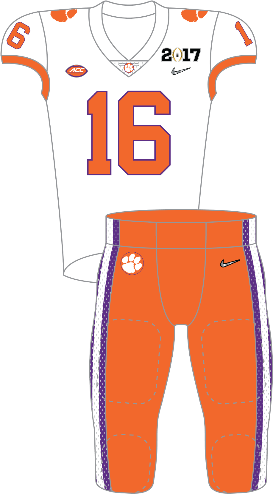 Clemson 2016 Playoff White - Syracuse (979x1667), Png Download