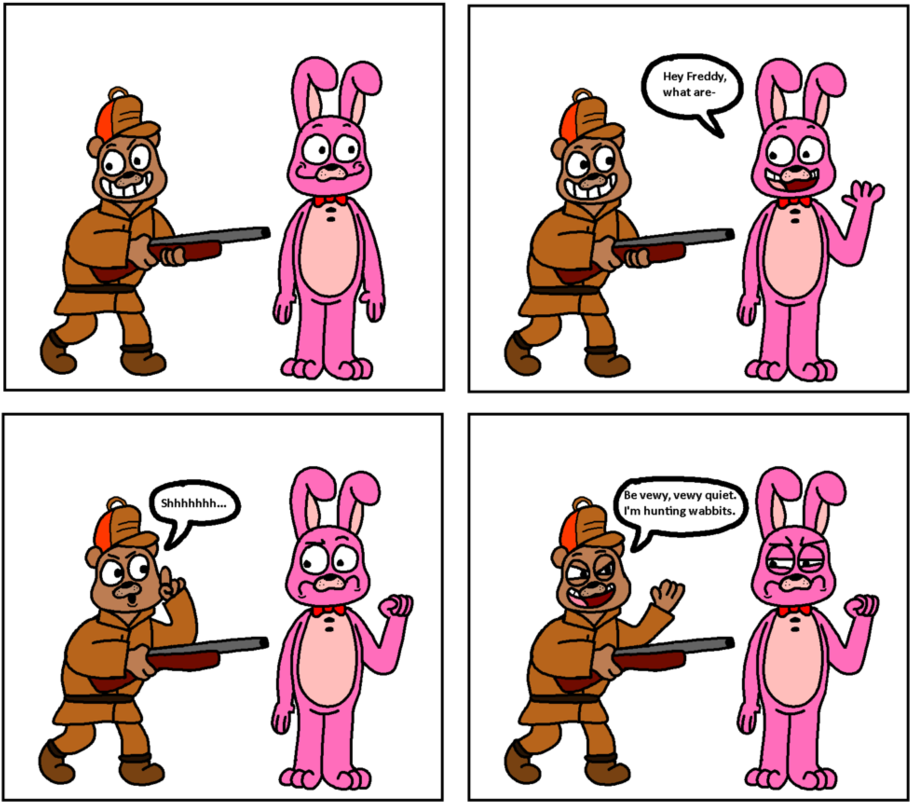 Clipart Black And White Download I M Hunting Wabbits - Hunting (954x837), Png Download