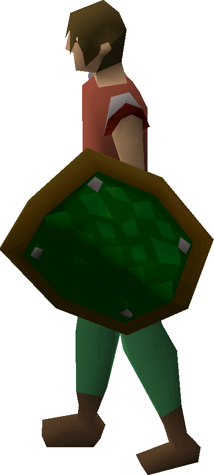 Green D'hide Shield Equipped (425x941), Png Download