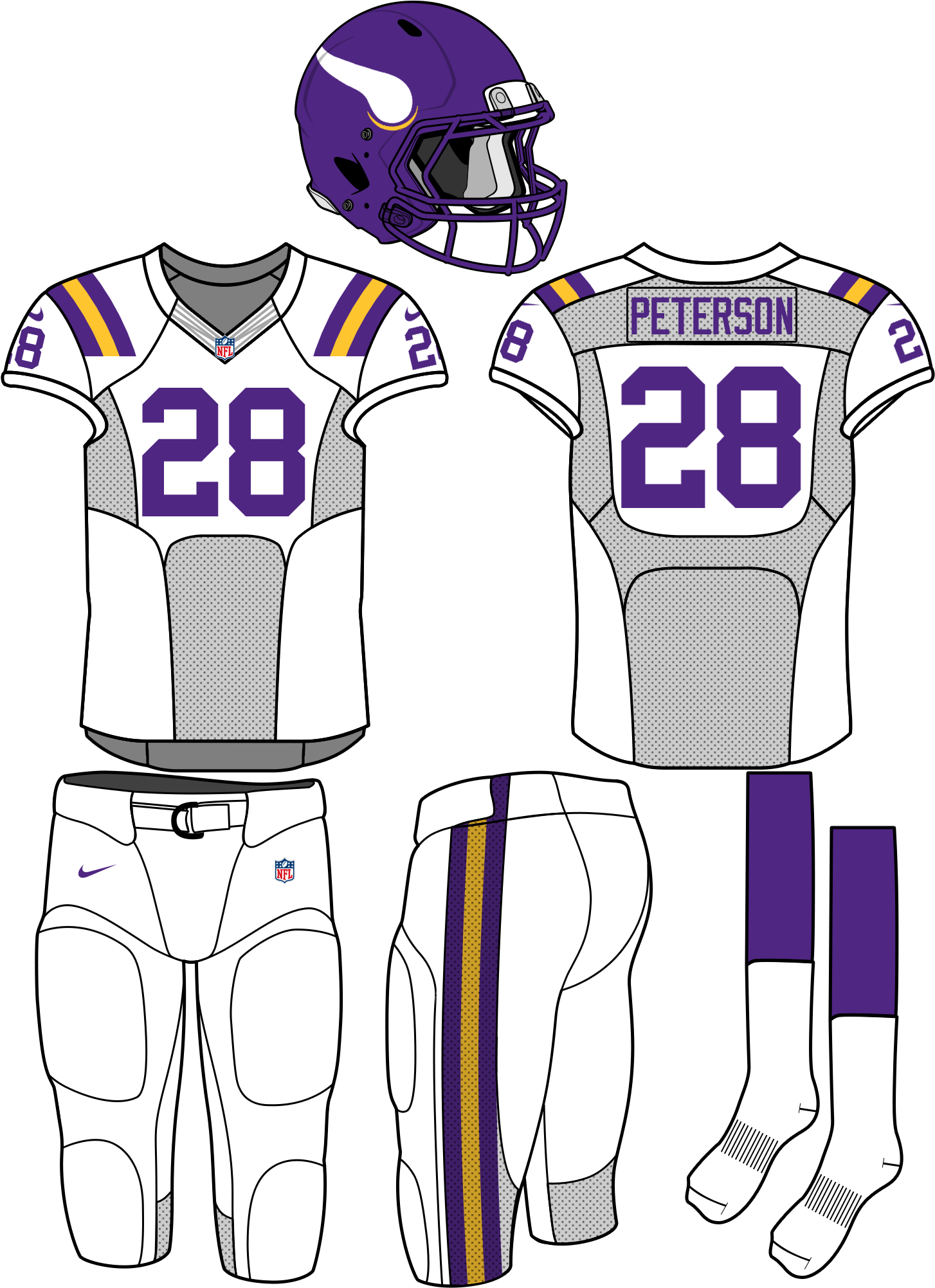 Nfl Throwbacks Ers Titans And Redskins Added Complete - Minnesota Vikings Concept Uniforms (1519x2013), Png Download