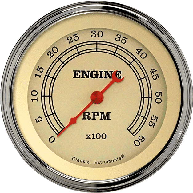 Picture Of Vintage 3 3/8" Tachometer - Classic Instruments (vt80slf) Vintage Tachometer 8000 (720x720), Png Download