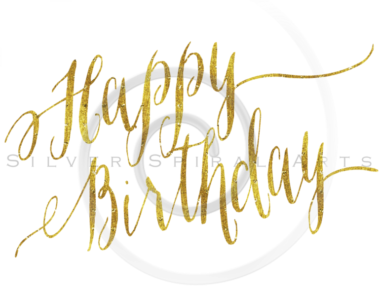 Happy Birthday In Faux Calligraphy (768x768), Png Download