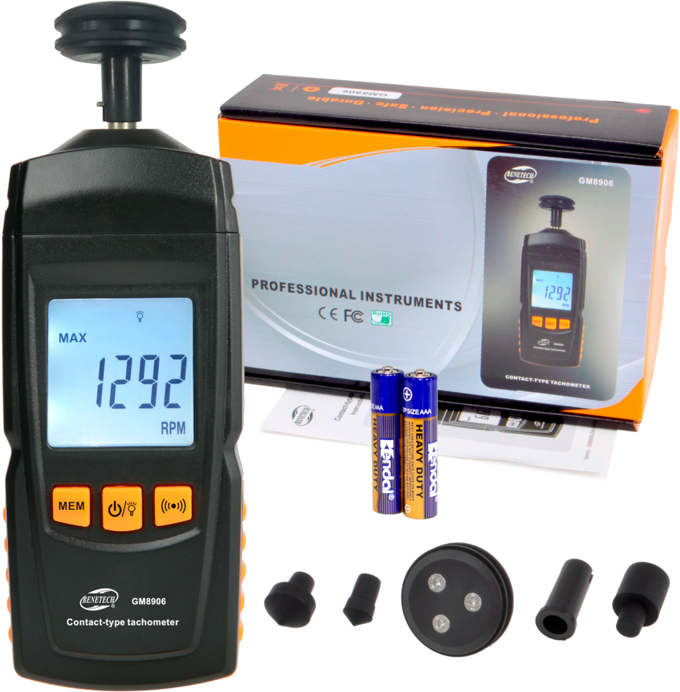 Contact Tachometer Rmp Meter With Lcd - Tachometer (1000x1000), Png Download