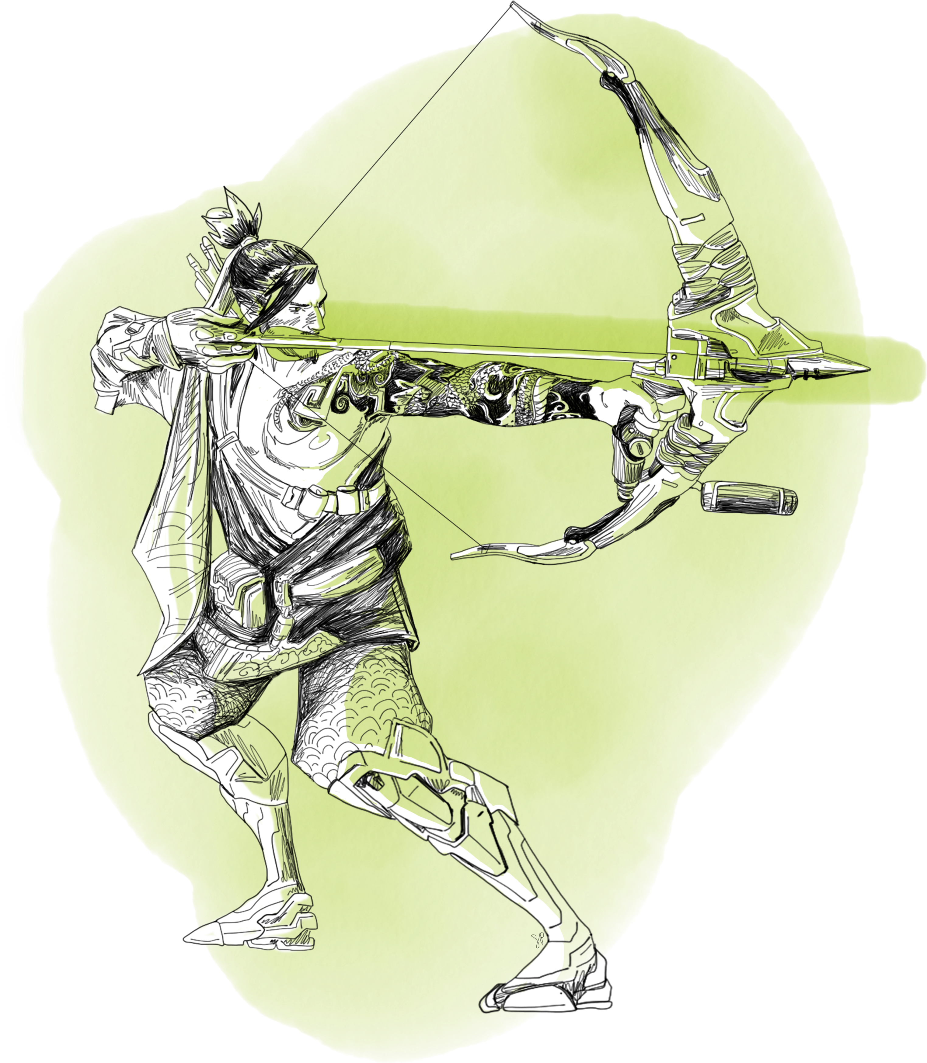 Hanzo - Illustration (3200x4267), Png Download