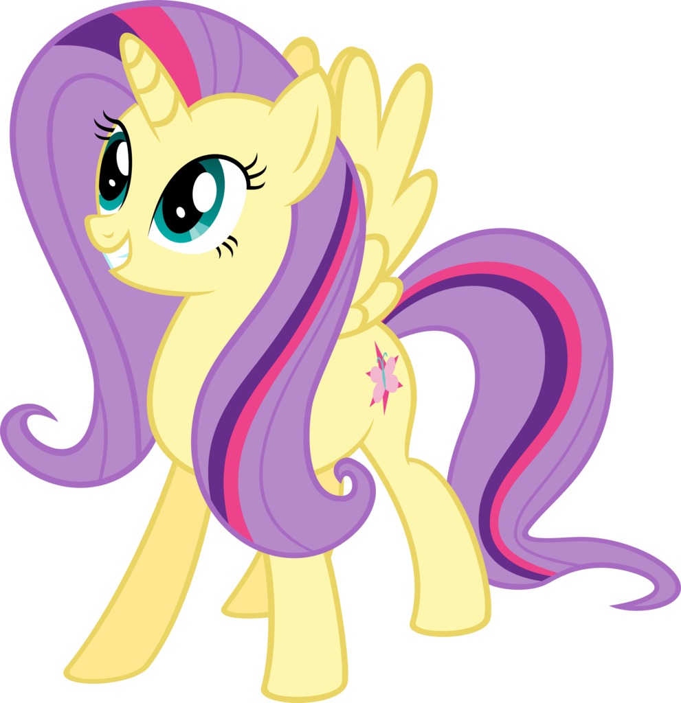 Alicorn, Female, Fluttershy, Fusion, Lesbian, Mare, - My Little Pony Fusion Fluttershy (991x1024), Png Download