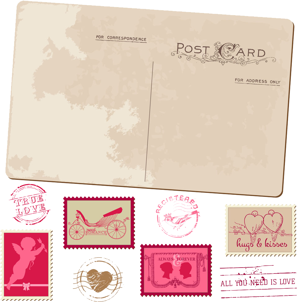 Postcard Postage Stamp Greeting Card Transprent Png - Retro Style Lady Bag Pu Leather Purse Fashion Clutch (1000x1000), Png Download