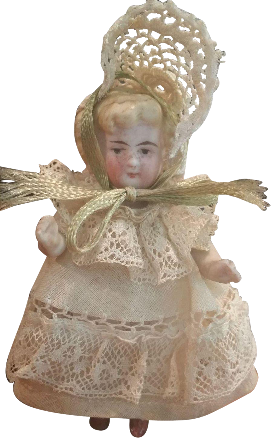 Vintage Early 1900's All Bisque 3 3/2' Dressed Doll - Figurine (1446x1446), Png Download