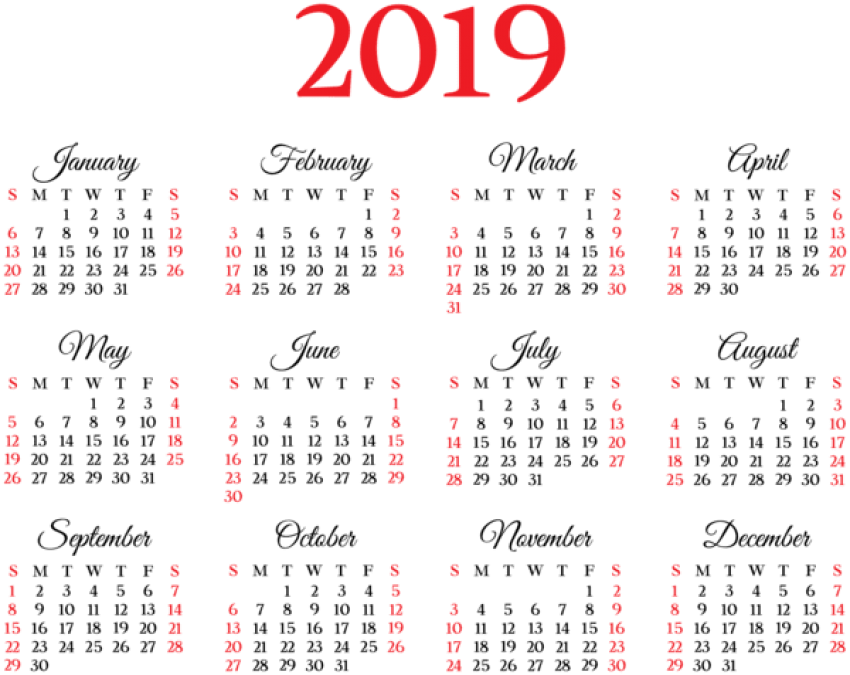 2019 Calendar Png (850x675), Png Download