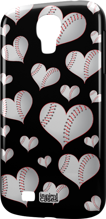Baseball Heart Design For Samsung Galaxy S4 Case - Baseball Heart Pattern Case - Iphone 4 & 4s (600x800), Png Download