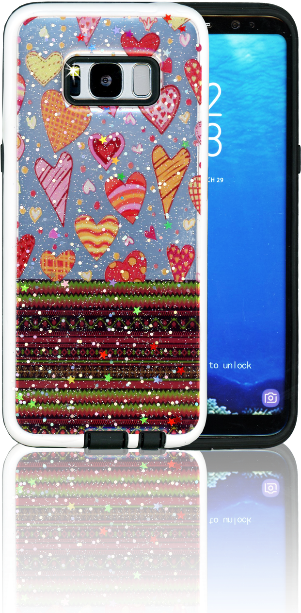 Samsung Galaxy S8 Mm 3d Chevron Heart - Mobile Phone Case (620x1280), Png Download