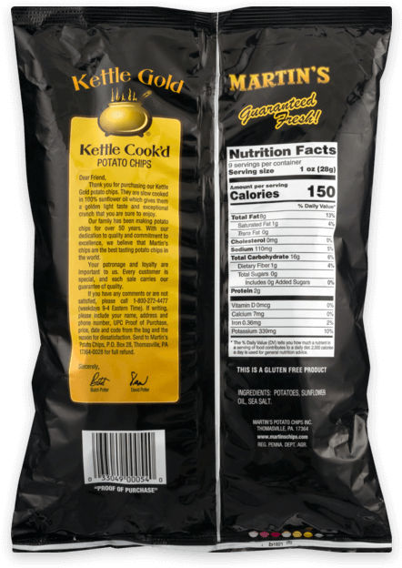 Martin's Kettle Gold Potato Chips Kettle Cook'd - Potato Chip (740x834), Png Download