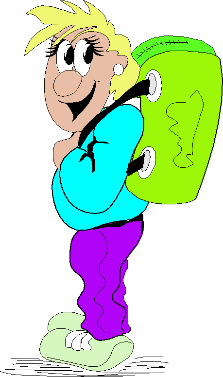 Backpacker Fem - Cartoon (459x775), Png Download