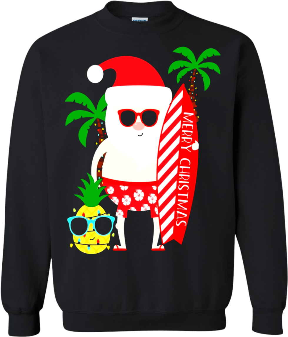 Santa Claus Surfing Hawaiian Shirt Summer Christmas - Dragon Ball Supreme Hoodie (1155x1155), Png Download