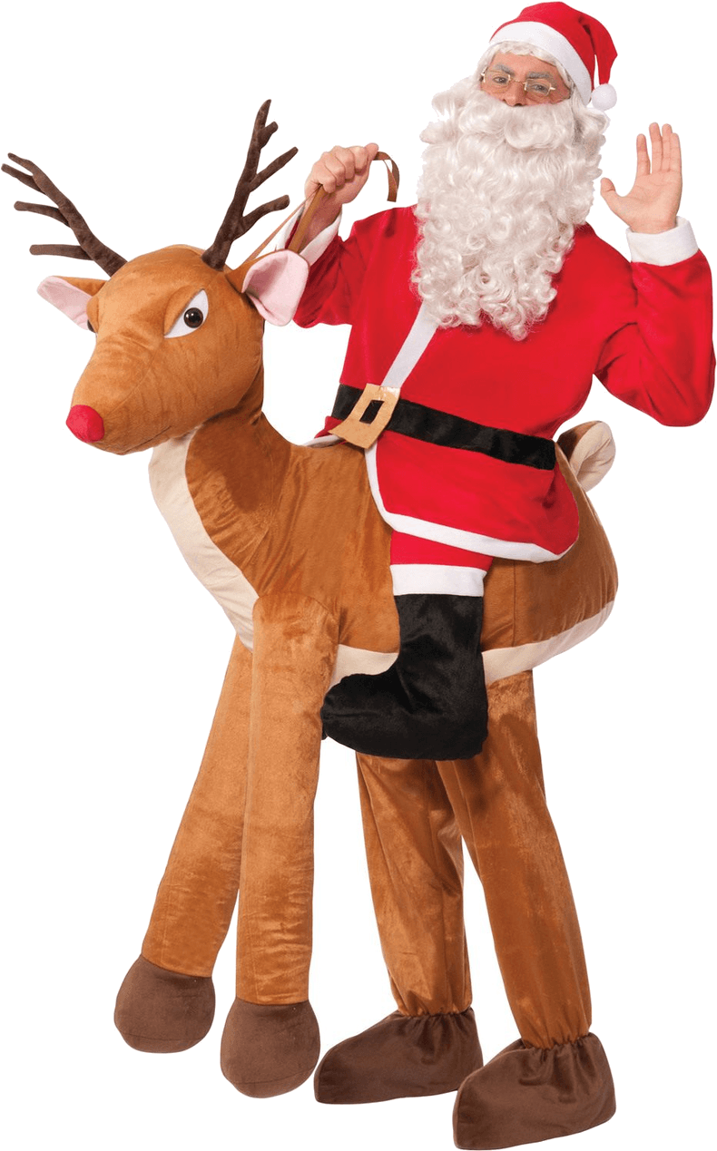 Santa Riding Reindeer Costume (800x1268), Png Download