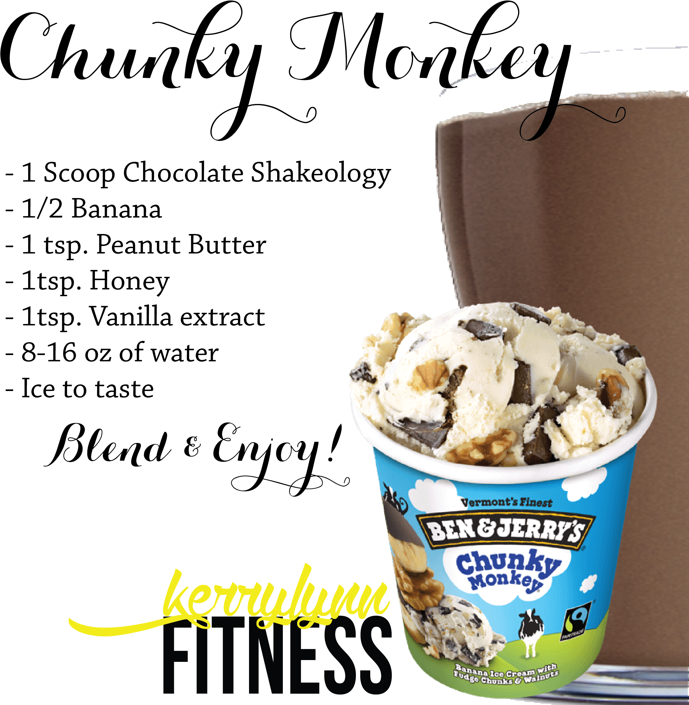 Chunky Monkey Shakeology More - Ben & Jerry's Ice Cream, Chunky Monkey - 1 Pt Carton (2400x2400), Png Download