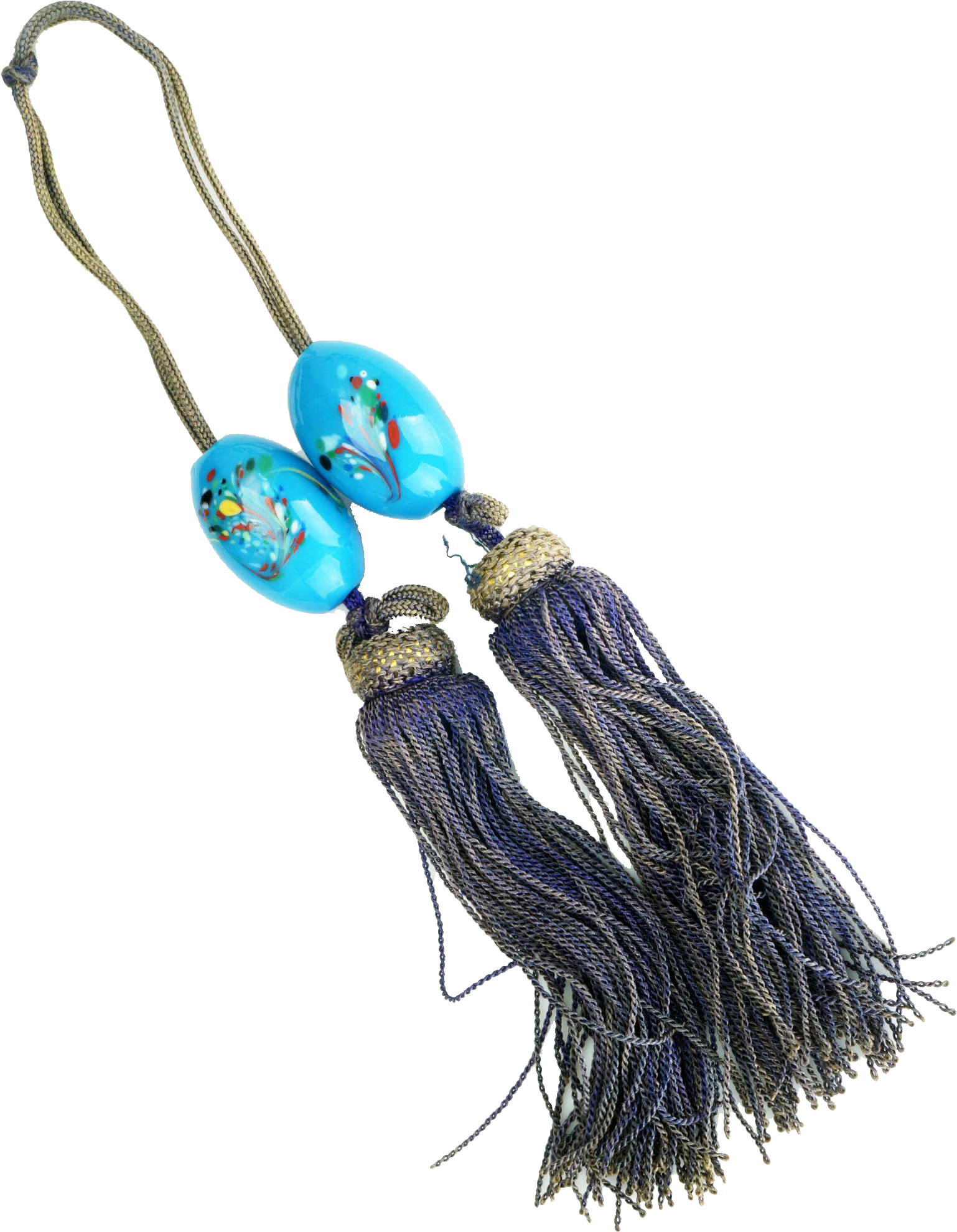 Japanese Art Glass Scroll Weights With Purple Tassels - Locket (1978x1978), Png Download
