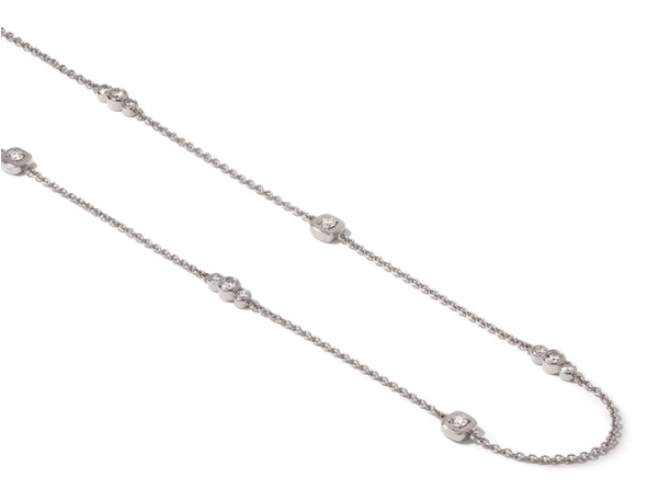 White Gold And Diamonds Necklace - Necklace (600x600), Png Download