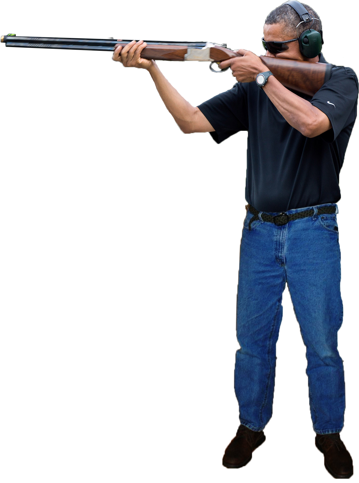 Syria Gun Baseball Equipment Firearm Weapon Shoulder - Obama Shooting Gun Png (1392x1707), Png Download