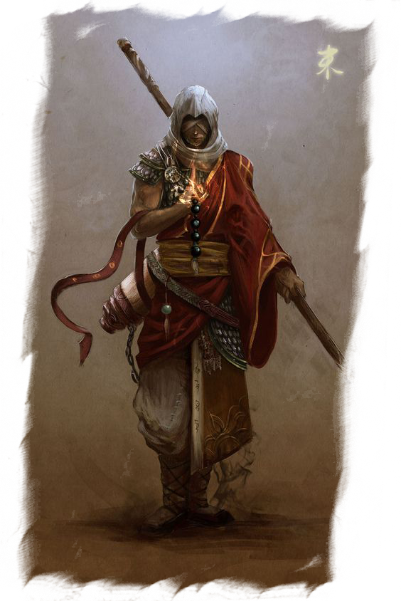 The Paladin Catches Her Breath As She Looks To The - Monk Concept Art (564x844), Png Download