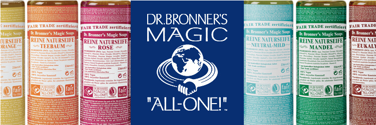 Dr Bronner Logo In Bottles Natkind - Dr Bronner's Rose Pure-castile Soap Liquid 236 Ml (1050x350), Png Download
