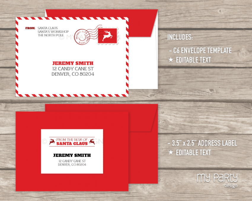 Envelope Clipart Envelope Design - North Pole Letter From Santa Envelope Printable (640x510), Png Download