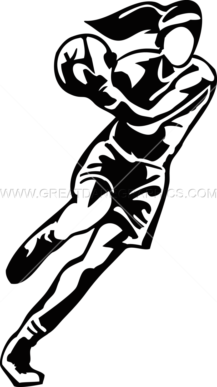 Female Basketball Player - Girls Basketball Clipart Black And White (825x1469), Png Download