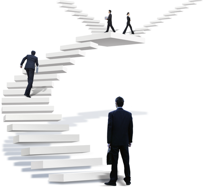 Advertising The Man On - Man Walking On Stairs (1000x650), Png Download
