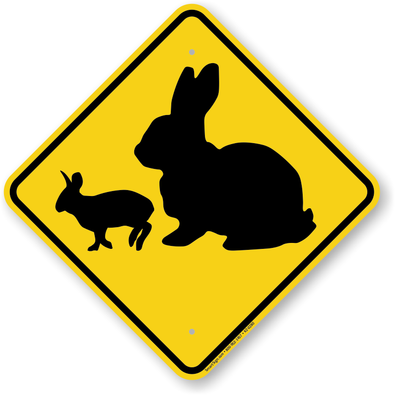 Rabbit With Bunny Crossing Sign - Señales De Transito Ganado (800x800), Png Download