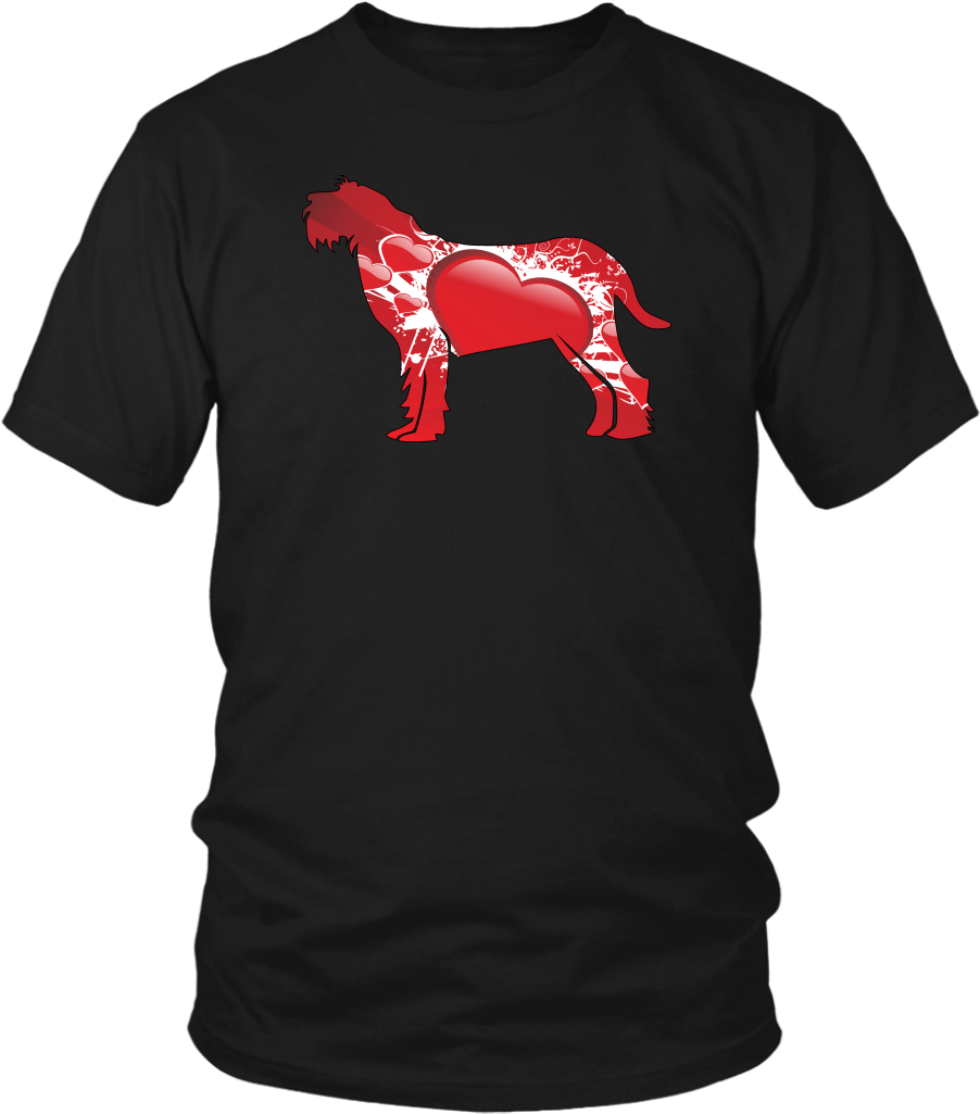 Spinone Italiano Silhouette With Big Read Hearts T-shirt - Music For The Masses T Shirt (1024x1024), Png Download