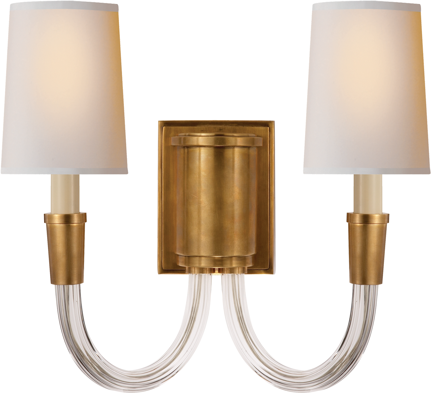 Vivian Double Sconce - Vivian Double Sconce - Hand-rubbed Brass - Visual Comfort (1440x1440), Png Download